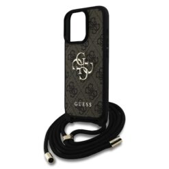 GUESS Калъф за iPhone 16 Pro Max – PU 4G Metal Logo + Crossbody Strap