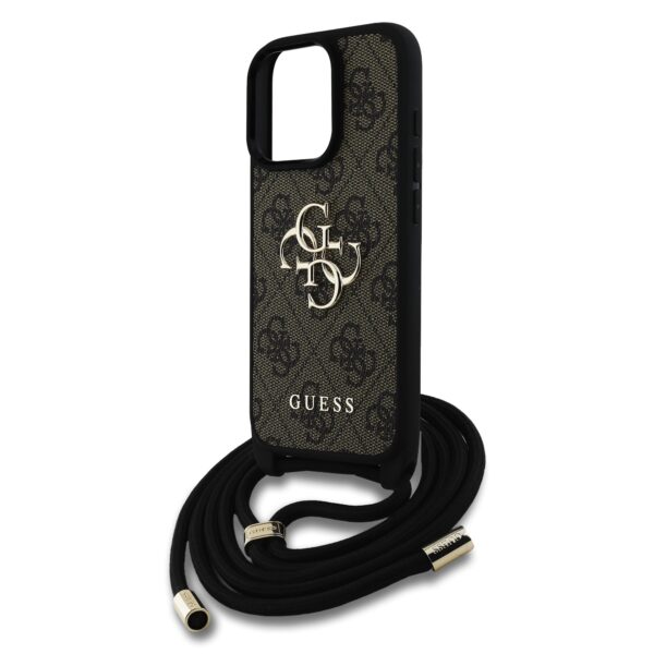 GUESS Калъф за iPhone 16 Pro Max – PU 4G Metal Logo + Crossbody Strap
