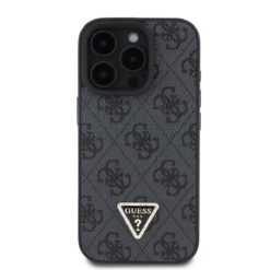 GUESS Калъф Apple iPhone 16 Pro Max, PU 4G Strass Triangle Metal Logo, черен – GUHCP16XP4TDPK