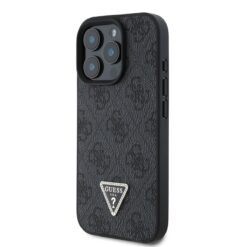 GUESS Калъф Apple iPhone 16 Pro Max, PU 4G Strass Triangle Metal Logo, черен – GUHCP16XP4TDPK