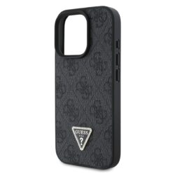 GUESS Калъф Apple iPhone 16 Pro Max, PU 4G Strass Triangle Metal Logo, черен – GUHCP16XP4TDPK