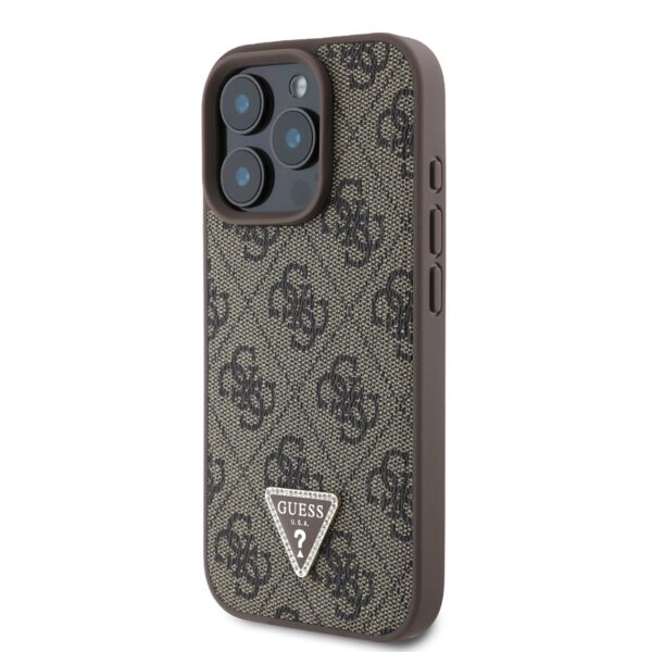 GUESS Калъф за iPhone 16 Pro Max, 4G Strass Triangle Metal Logo