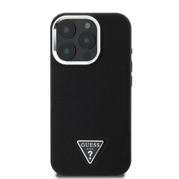 GUESS Калъф за iPhone 16 Pro Max, черен - GUHMP16XPGTSPSK  Grained Triangle Logo - Image 2
