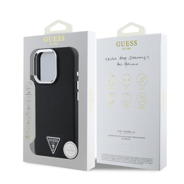 GUESS Калъф за iPhone 16 Pro Max, черен - GUHMP16XPGTSPSK  Grained Triangle Logo - Image 6