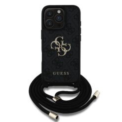 Guess Kalaf Apple Iphone 16 Pro Pu 4g Metal Logo Crossbody Strap Cheren Guhcp16lp4gmgcrk 1