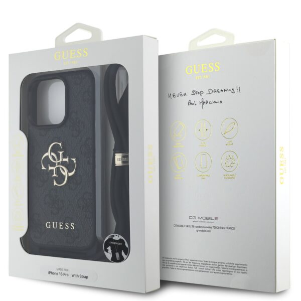 Guess Kalaf Apple Iphone 16 Pro Pu 4g Metal Logo Crossbody Strap Cheren Guhcp16lp4gmgcrk 6