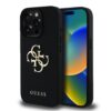 GUESS Калъф Apple iPhone 16 Pro, PU Grained 4G Metal Logo, черен – GUHCP16LPGT4MBK