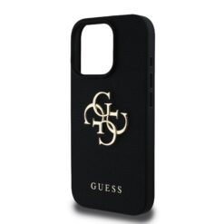 GUESS Калъф Apple iPhone 16 Pro, PU Grained 4G Metal Logo, черен – GUHCP16LPGT4MBK