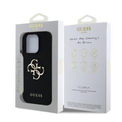 GUESS Калъф Apple iPhone 16 Pro, PU Grained 4G Metal Logo, черен – GUHCP16LPGT4MBK