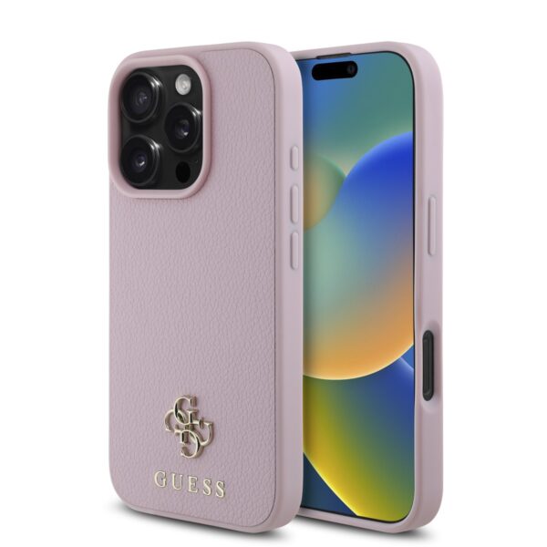 GUESS Калъф Apple iPhone 16 Pro, розов - GUHMP16LPGCSM4MP - 4G Small Metal Logo