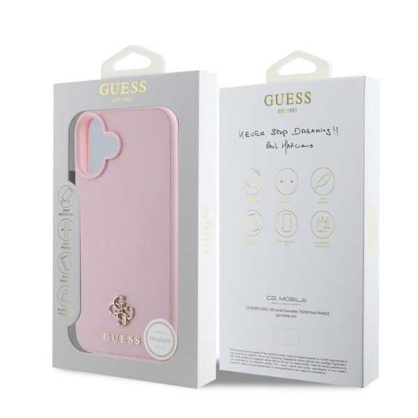 GUESS Калъф за iPhone 16, розов - GUHMP16SPGCSM4MP - 4G Small Metal Logo - Image 6