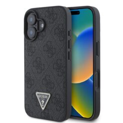 Guess Kalaf Apple Iphone 16 Pu 4g Strass Triangle Metal Logo Cheren Guhcp16sp4tdpk 1