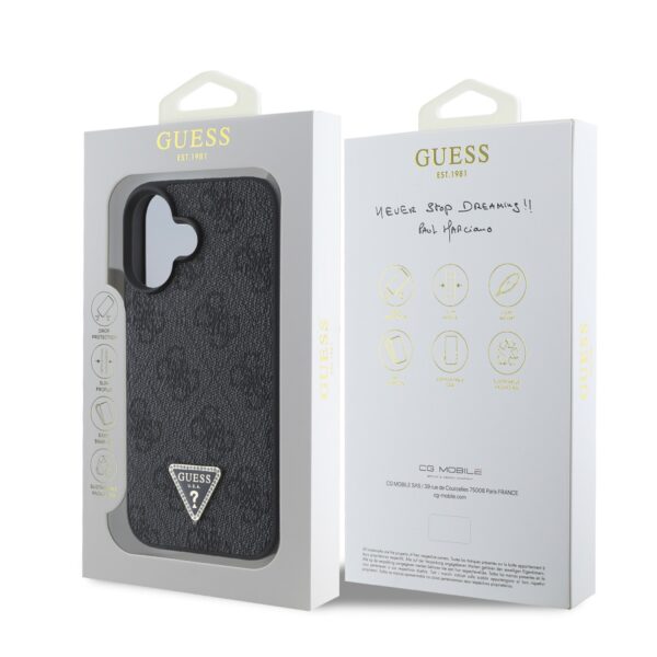 Guess Kalaf Apple Iphone 16 Pu 4g Strass Triangle Metal Logo Cheren Guhcp16sp4tdpk 6
