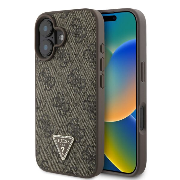 Guess Kalaf Apple Iphone 16 Pu 4g Strass Triangle Metal Logo Kafyav Guhcp16sp4tdpw 1