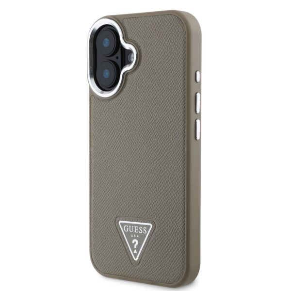 GUESS Калъф за iPhone 16, кафяв - GUHMP16SPGTSPSW -  Grained Triangle Logo, - Image 3