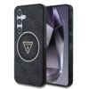 GUESS Калъф Samsung S25, IML 4G Glitter and Triangle Logo MagSafe, черен – GUHMS25SHG4PRTGK