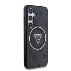 GUESS Калъф Samsung S25, IML 4G Glitter and Triangle Logo MagSafe, черен – GUHMS25SHG4PRTGK