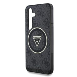 GUESS Калъф Samsung S25, IML 4G Glitter and Triangle Logo MagSafe, черен – GUHMS25SHG4PRTGK