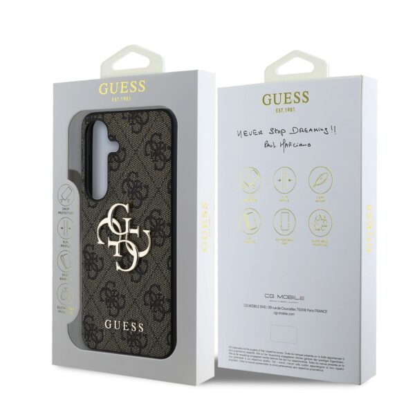 GUESS Калъф Samsung S25 Plus, PU 4G Metal Logo, кафяв – GUHCS25M4GMGBR