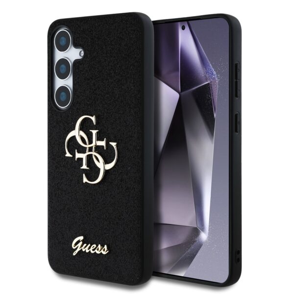 GUESS Калъф Samsung S25 Plus, PU Fixed Glitter 4G Metal Logo, черен – GUHCS25MHG4SGK
