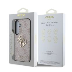 GUESS Калъф за Samsung S25, 4G Metal Logo, розов – GUHCS25S4GMGPI