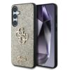 GUESS Калъф Samsung S25, PU Fixed Glitter 4G Metal Logo, златен – GUHCS25SHG4SGD