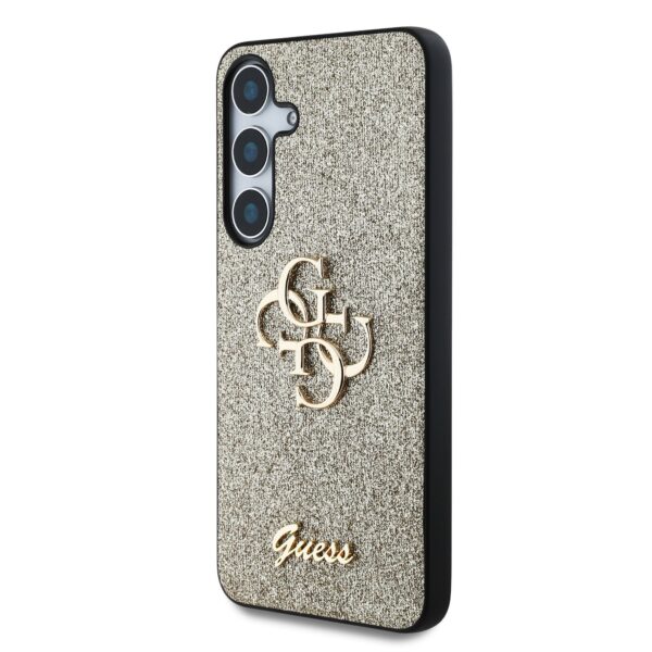 GUESS Калъф Samsung S25, PU Fixed Glitter 4G Metal Logo, златен – GUHCS25SHG4SGD