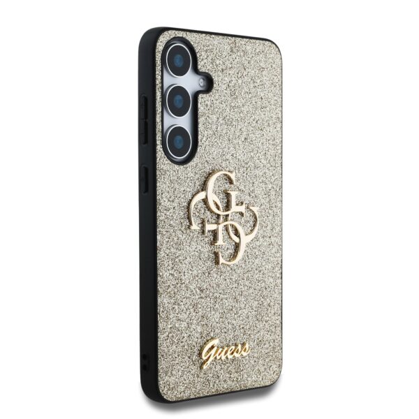 GUESS Калъф Samsung S25, PU Fixed Glitter 4G Metal Logo, златен – GUHCS25SHG4SGD