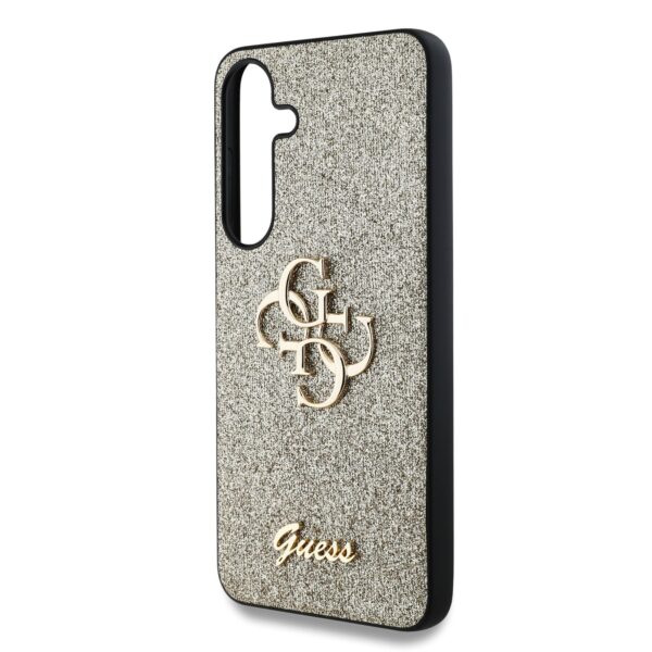GUESS Калъф Samsung S25, PU Fixed Glitter 4G Metal Logo, златен – GUHCS25SHG4SGD