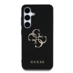 GUESS Калъф за Samsung S25, PU Grained 4G Metal Logo, черен – GUHCS25SPGT4MBK