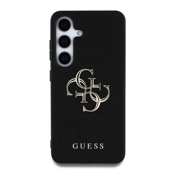 GUESS Калъф за Samsung S25, PU Grained 4G Metal Logo, черен – GUHCS25SPGT4MBK