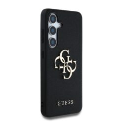 GUESS Калъф за Samsung S25, PU Grained 4G Metal Logo, черен – GUHCS25SPGT4MBK
