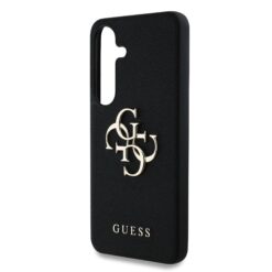 GUESS Калъф за Samsung S25, PU Grained 4G Metal Logo, черен – GUHCS25SPGT4MBK