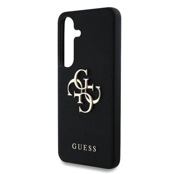 GUESS Калъф за Samsung S25, PU Grained 4G Metal Logo, черен – GUHCS25SPGT4MBK