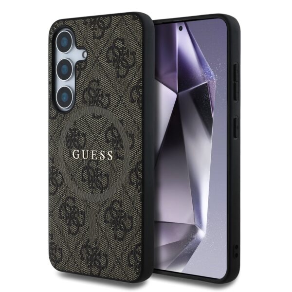 GUESS Калъф Samsung S25, PU Leather 4G Colored Ring MagSafe, кафяв – GUHMS25SG4GFRW