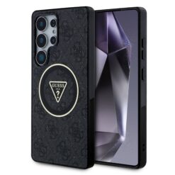 GUESS Калъф Samsung S25 Ultra, IML 4G Glitter and Triangle Logo MagSafe, черен – GUHMS25LHG4PRTGK