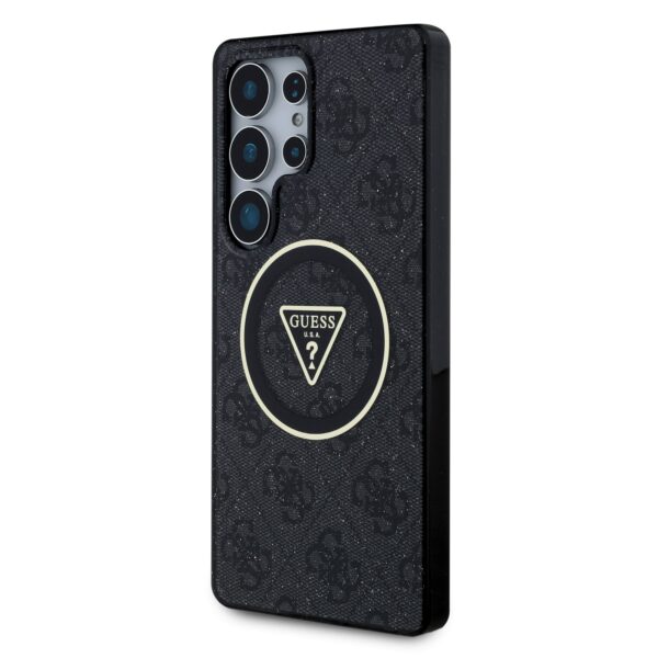 GUESS Калъф Samsung S25 Ultra, IML 4G Glitter and Triangle Logo MagSafe, черен – GUHMS25LHG4PRTGK