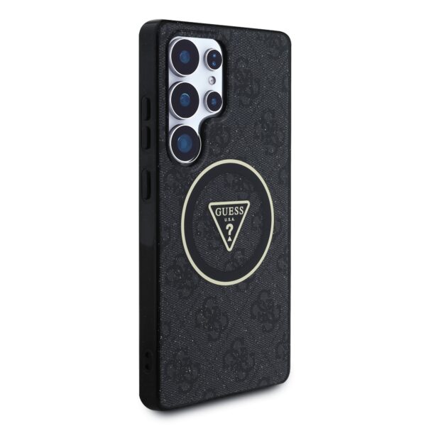 GUESS Калъф Samsung S25 Ultra, IML 4G Glitter and Triangle Logo MagSafe, черен – GUHMS25LHG4PRTGK