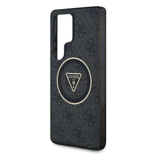GUESS Калъф Samsung S25 Ultra, IML 4G Glitter and Triangle Logo MagSafe, черен – GUHMS25LHG4PRTGK
