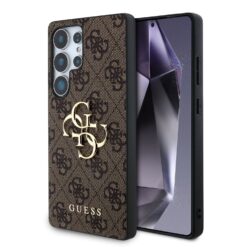 GUESS Калъф Samsung S25 Ultra, PU 4G Metal Logo, кафяв – GUHCS25L4GMGBR