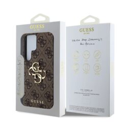 GUESS Калъф Samsung S25 Ultra, PU 4G Metal Logo, кафяв – GUHCS25L4GMGBR
