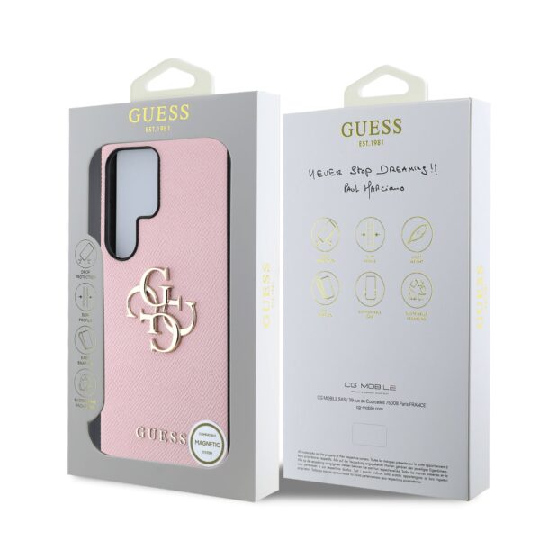 GUESS Калъф Samsung S25 Ultra, PU Grained 4G Metal Logo, розов – GUHCS25LPGT4MBP