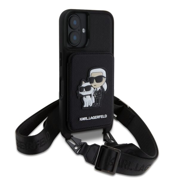 Калъф Karl Lagerfeld за iPhone 16 - KLHCP16SCSAKCPMK - Saffiano Crossbody Strap - Image 3