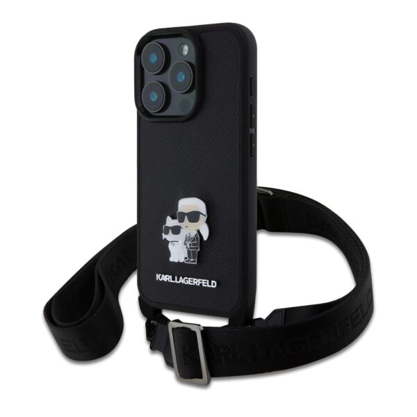 Калъф Karl Lagerfeld за iPhone 16 Pro Max - KLHCP16XSAKCPBK Saffiano Crossbody Strap