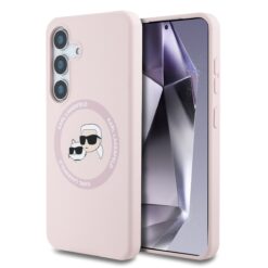 Karl Lagerfeld Калъф за Samsung S25 Plus – KLHMS25MSKCHTCP – Liquid Silicone K&CH Heads MagSafe Pink