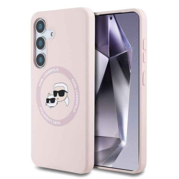 Karl Lagerfeld Калъф за Samsung S25 Plus – KLHMS25MSKCHTCP – Liquid Silicone K&CH Heads MagSafe Pink