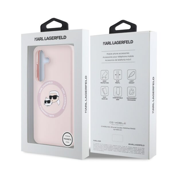 Karl Lagerfeld Калъф за Samsung S25 Plus – KLHMS25MSKCHTCP – Liquid Silicone K&CH Heads MagSafe Pink