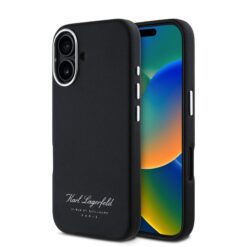 Karl Lagerfeld Калъф за iPhone 16, Hotel RSG, черен – KLHCP16SPGWCMKHK
