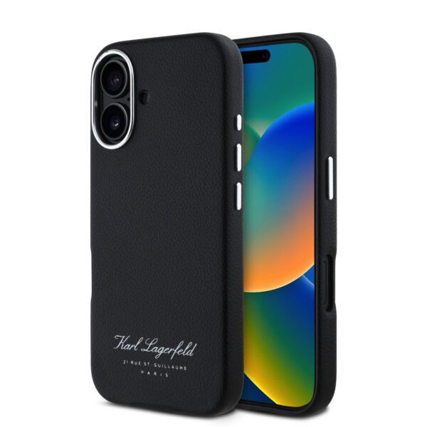 Karl Lagerfeld Калъф за iPhone 16, Hotel RSG, черен – KLHCP16SPGWCMKHK