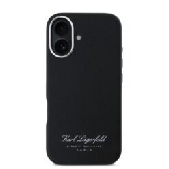 Karl Lagerfeld Калъф за iPhone 16, Hotel RSG, черен – KLHCP16SPGWCMKHK